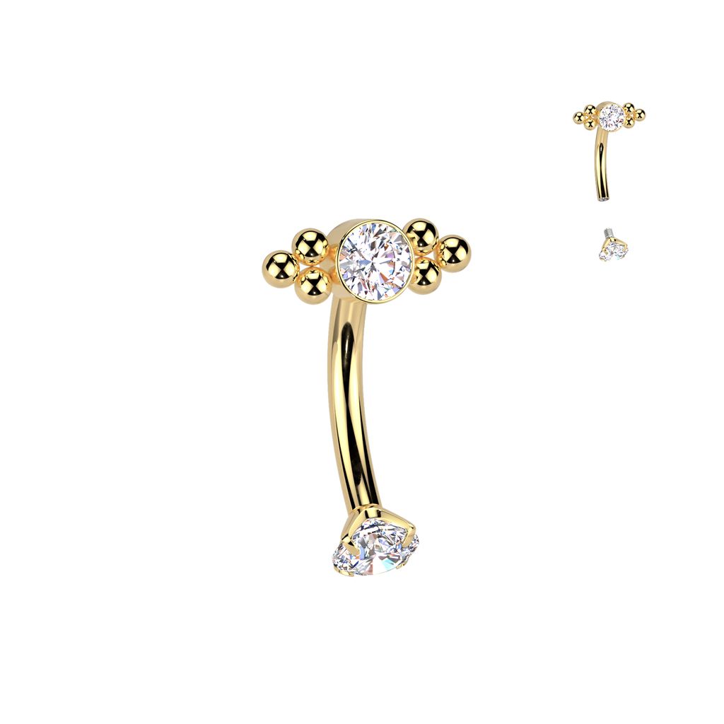 GR23 TITANIUM GOLD CZ DOTS EYEBROW 16G 5/16&quot;