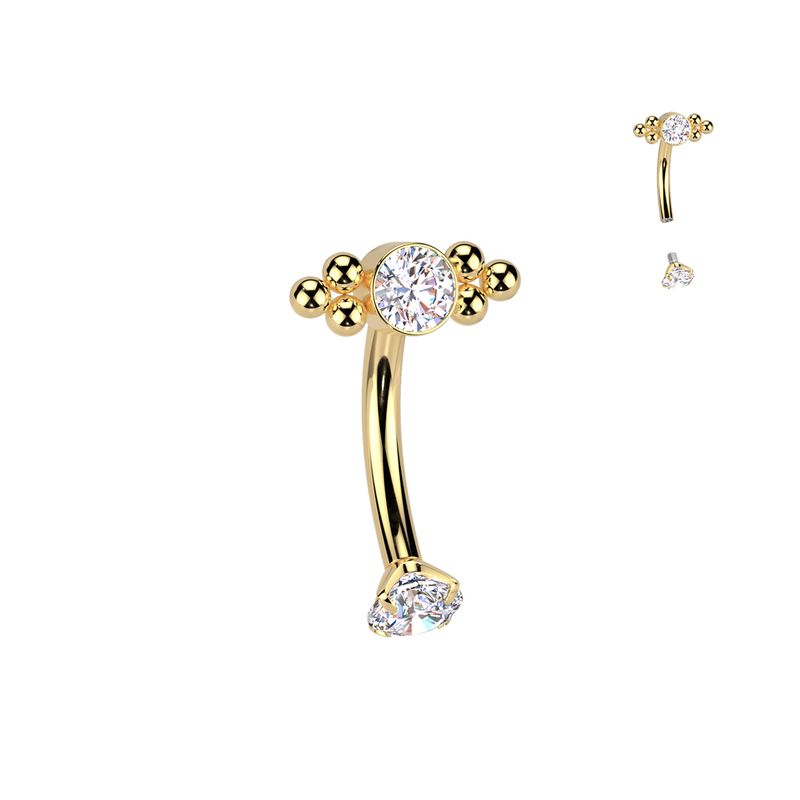 GR23 TITANIUM GOLD CZ DOTS EYEBROW 16G 5/16"