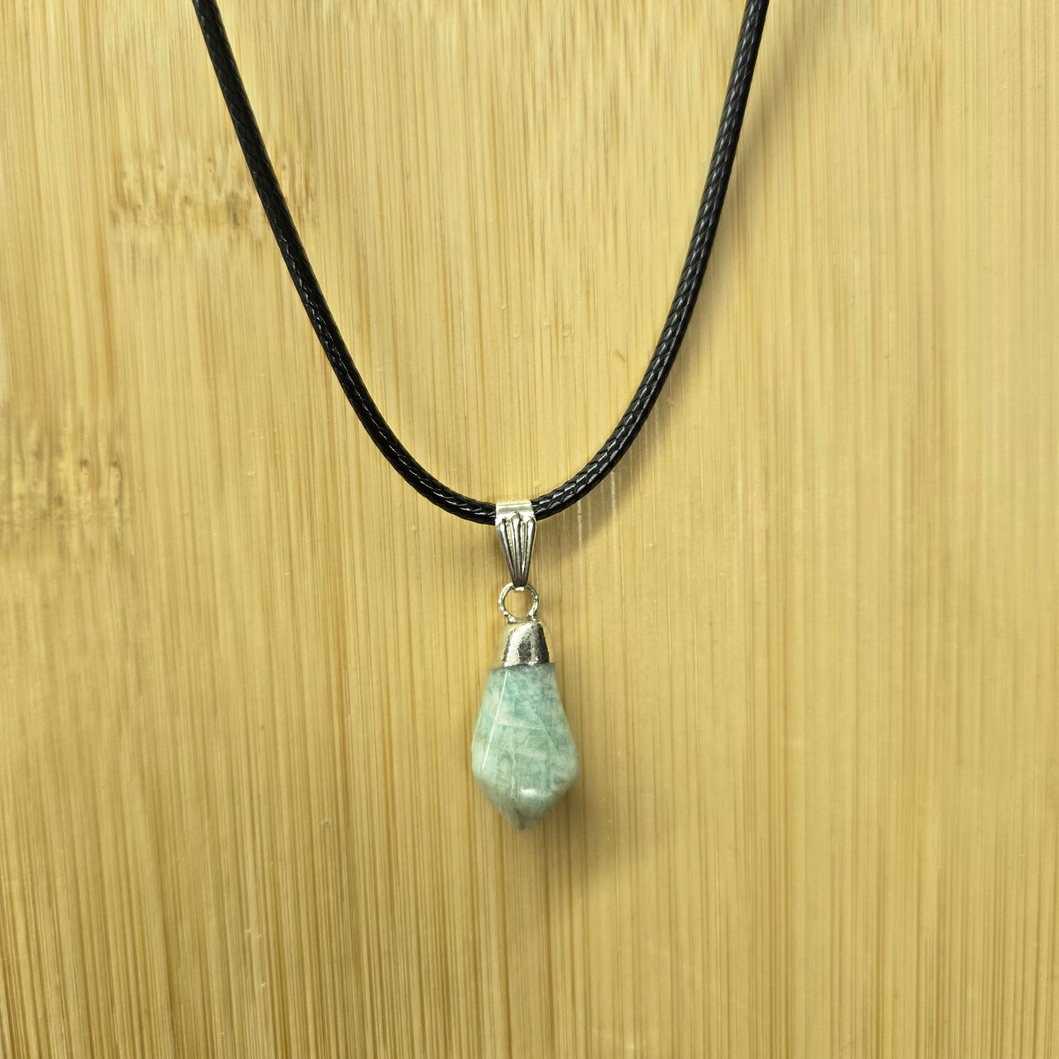AMAZONITE FACETED POINT PENDANT NECKLACE