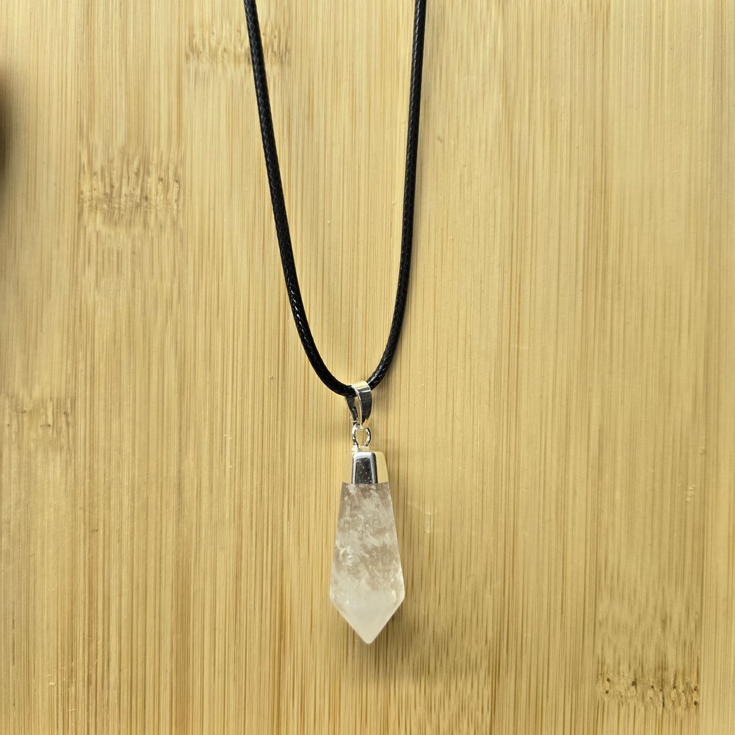 QUARTZ FACETED POINT PENDANT NECKLACE