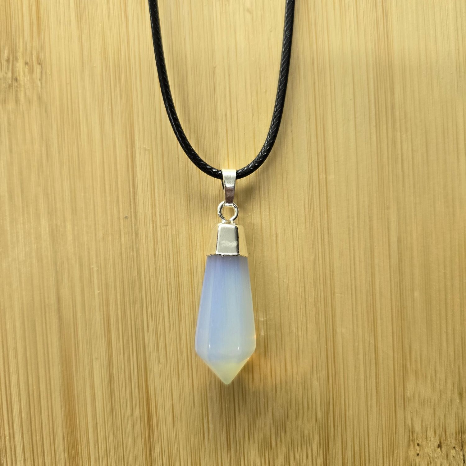 OPALITE FACETED POINT PENDANT NECKLACE