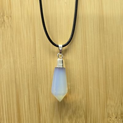 OPALITE FACETED POINT PENDANT NECKLACE