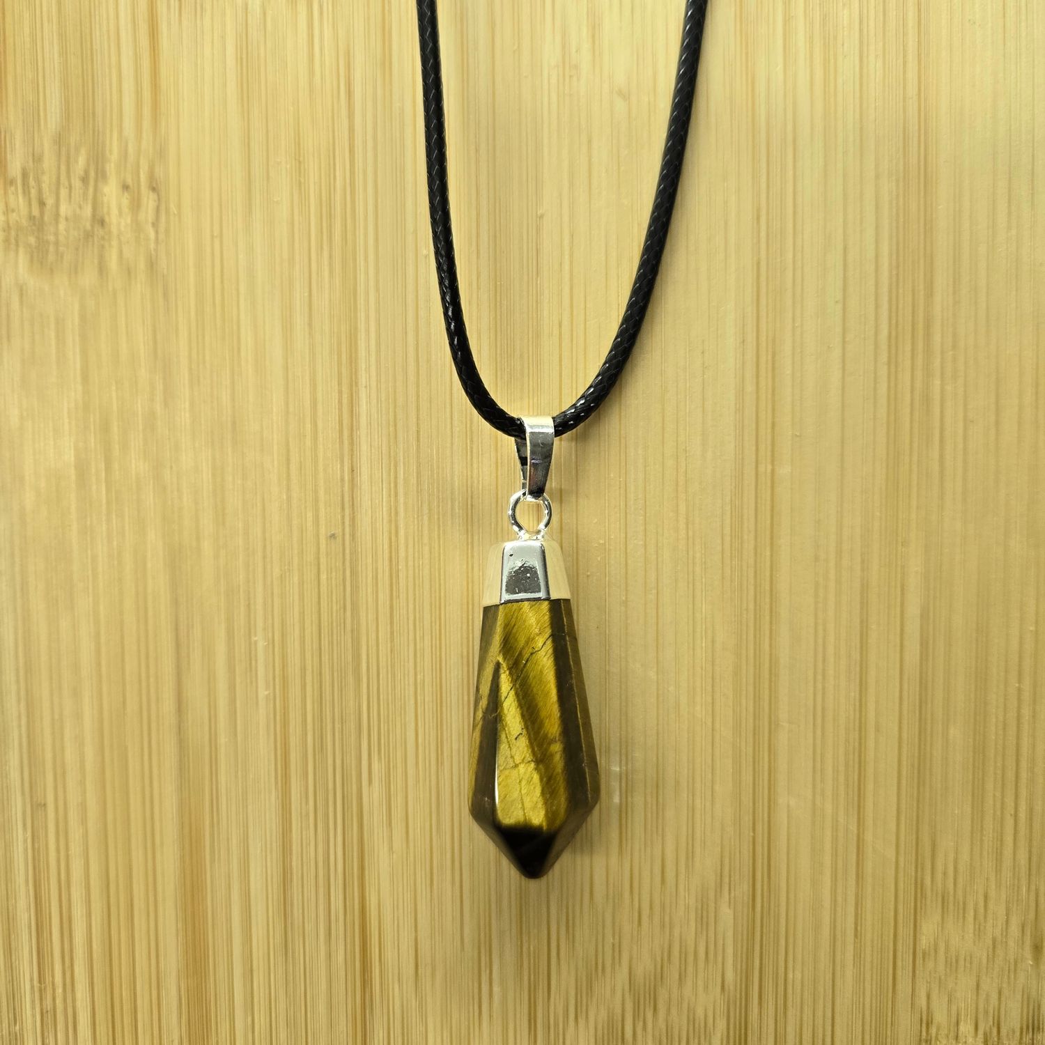 TIGER EYE FACETED POINT PENDANT NECKLACE
