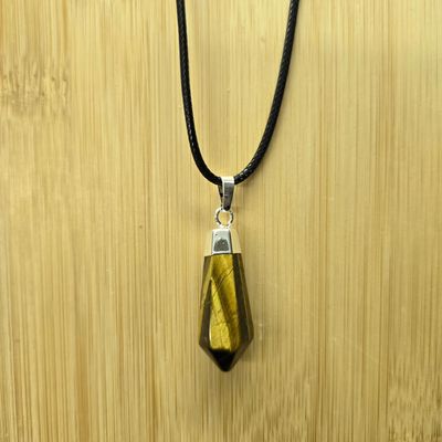 TIGER EYE FACETED POINT PENDANT NECKLACE