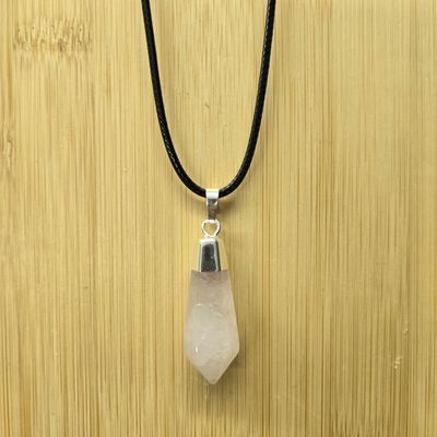 ROSE QUARTZ FACETED POINT PENDANT NECKLACE