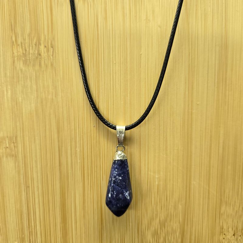 SODALITE FACETED POINT PENDANT NECKLACE