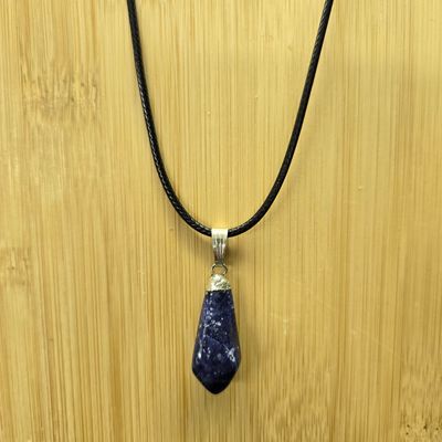 SODALITE FACETED POINT PENDANT NECKLACE