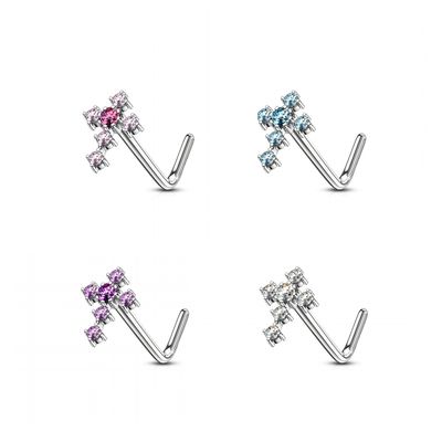 4PK CZ CROSS L-BEND 20G 316L
