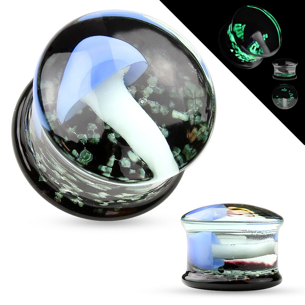 BLUE MUSHROOM GLASS PLUGS