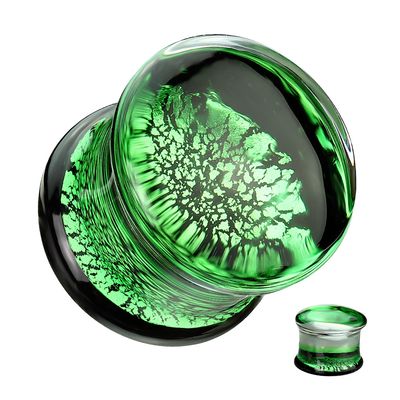 GREEN CRACKLE GLASS PLUGS