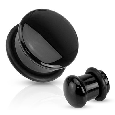 BLACK AGATE DOME PLUGS