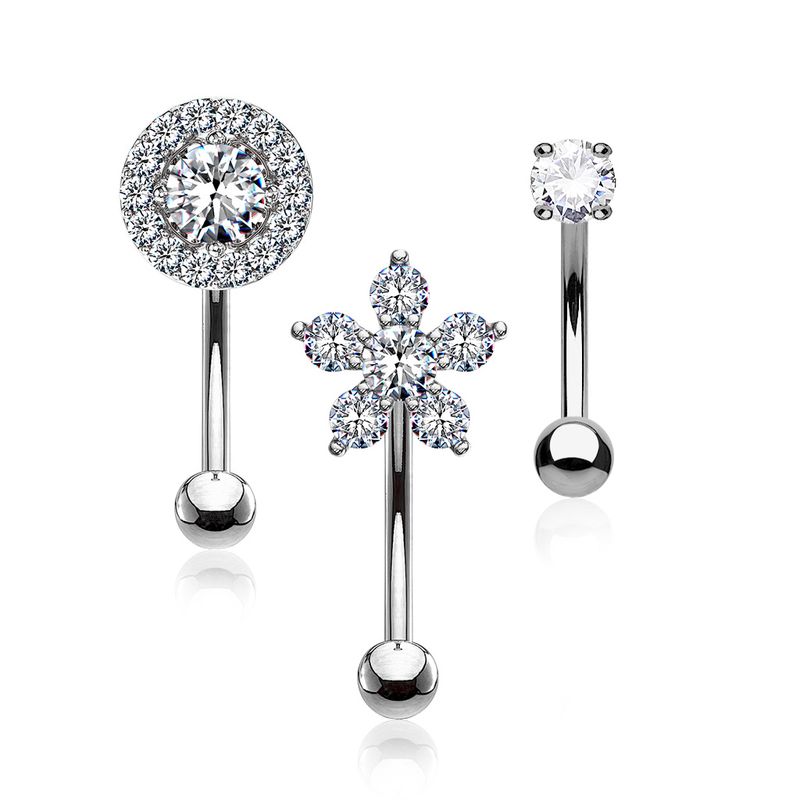 3PK SPRING BLING EYEBROW ASST 16G 5/16"