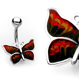 FLAMES BUTTERFLY NAVEL 14G 3/8&quot;