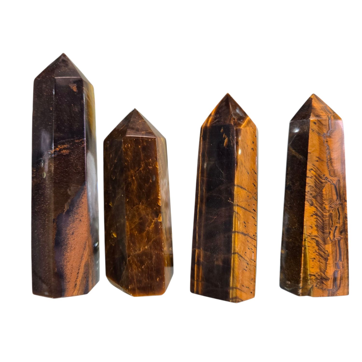 Tiger Eye Obelisk Tower – Natural Golden Brown Crystal Point With Unique Banding and Chatoyancy