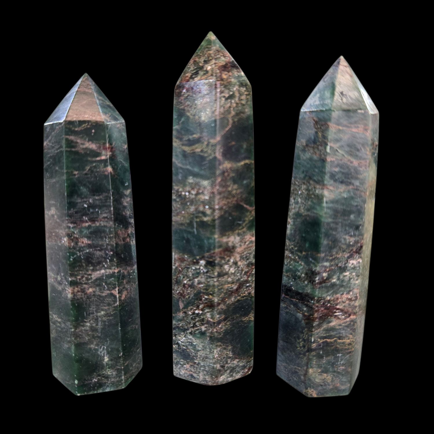 Emerald Obelisk Tower – Green Natural Crystal Point With Mineral Inclusions