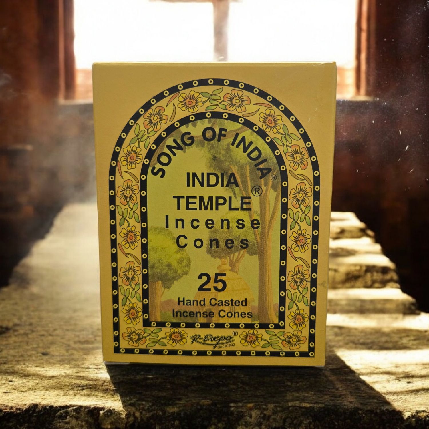 India Temple incense cones box with 25 hand cast meditation cones for ritual and spiritual cleansing