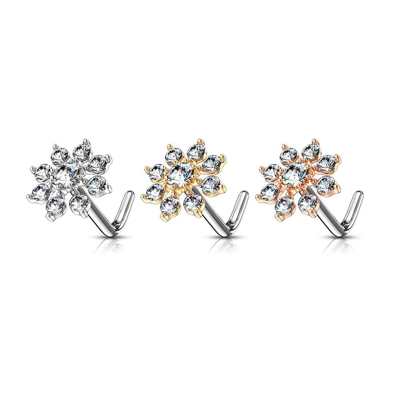 CZ starburst L bend nose stud 20G 316L steel 3 pack – Arkady’s Metaphysical Gifts Amarillo