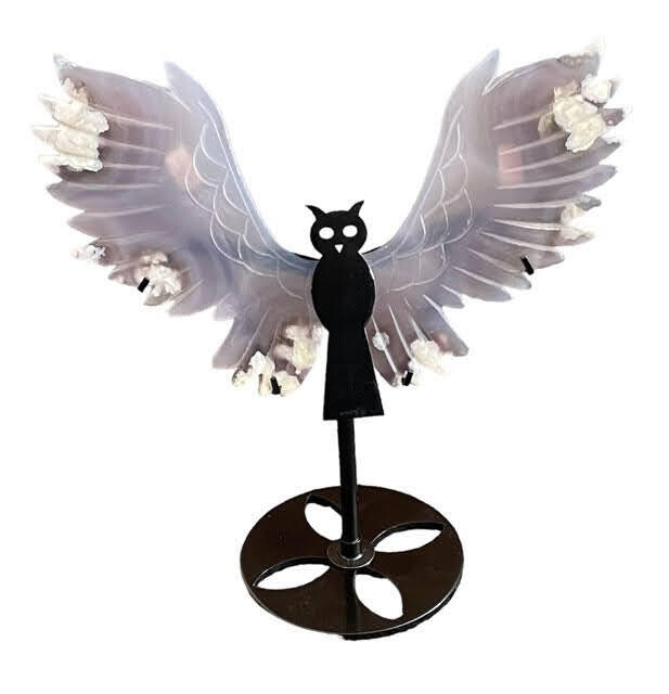 SAKURA FLOWER AGATE WINGS OWL