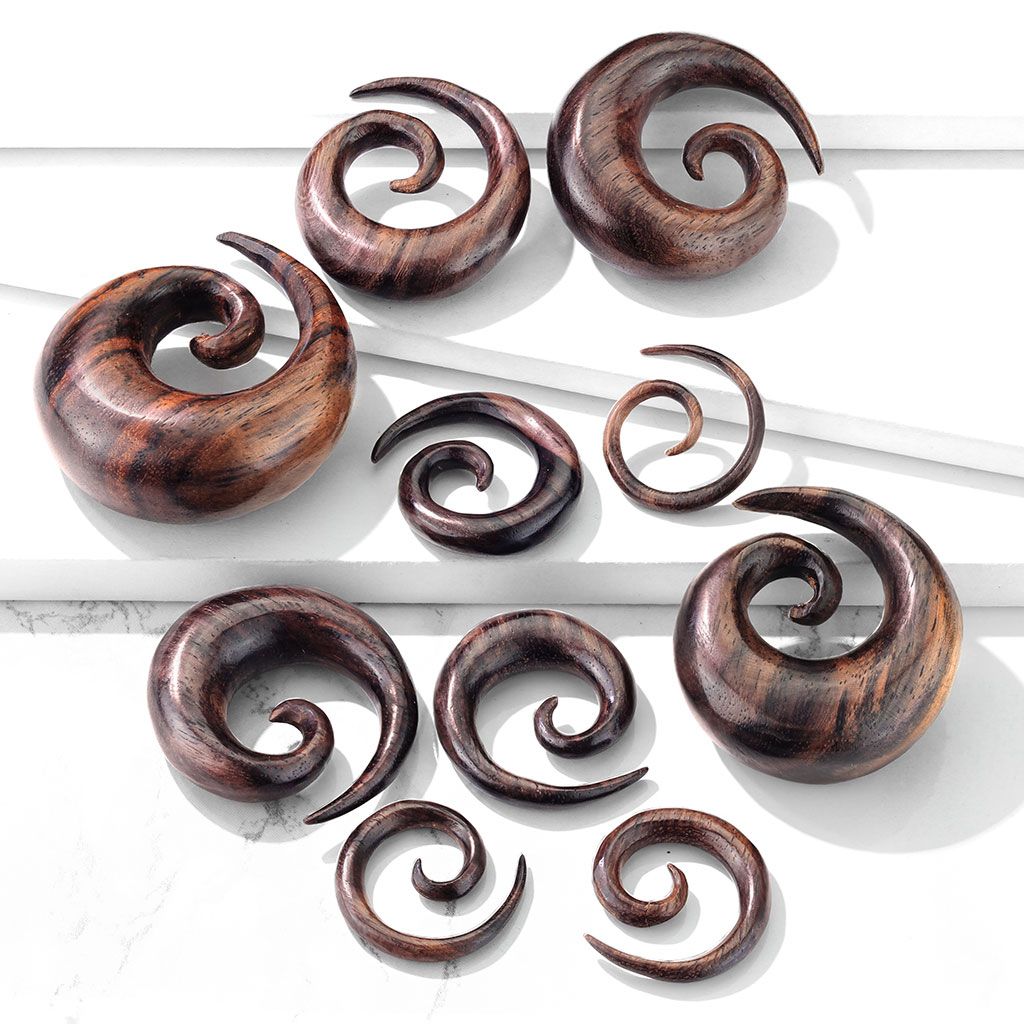 Sono wood spiral gauges pair natural wooden ear spirals stretched ears Arkadys Metaphysical Gifts Amarillo TX