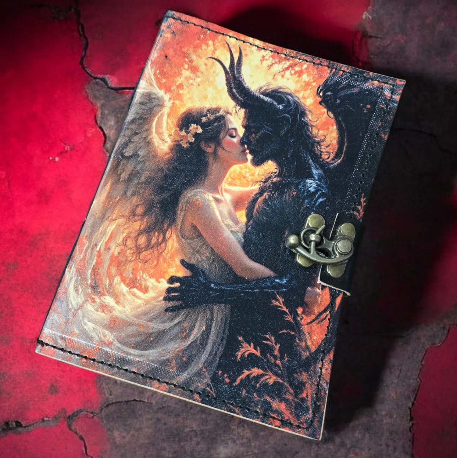 Lovers Embrace leather journal with latch at Arkadys Metaphysical Gifts metaphysical shop in Amarillo Texas