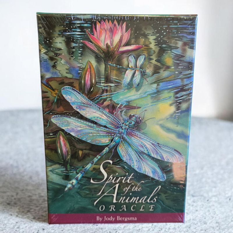 Spirit of the Animals Oracle deck by Jody Bergsma featuring dragonfly and water lily artwork at Arkady’s Metaphysical Gifts