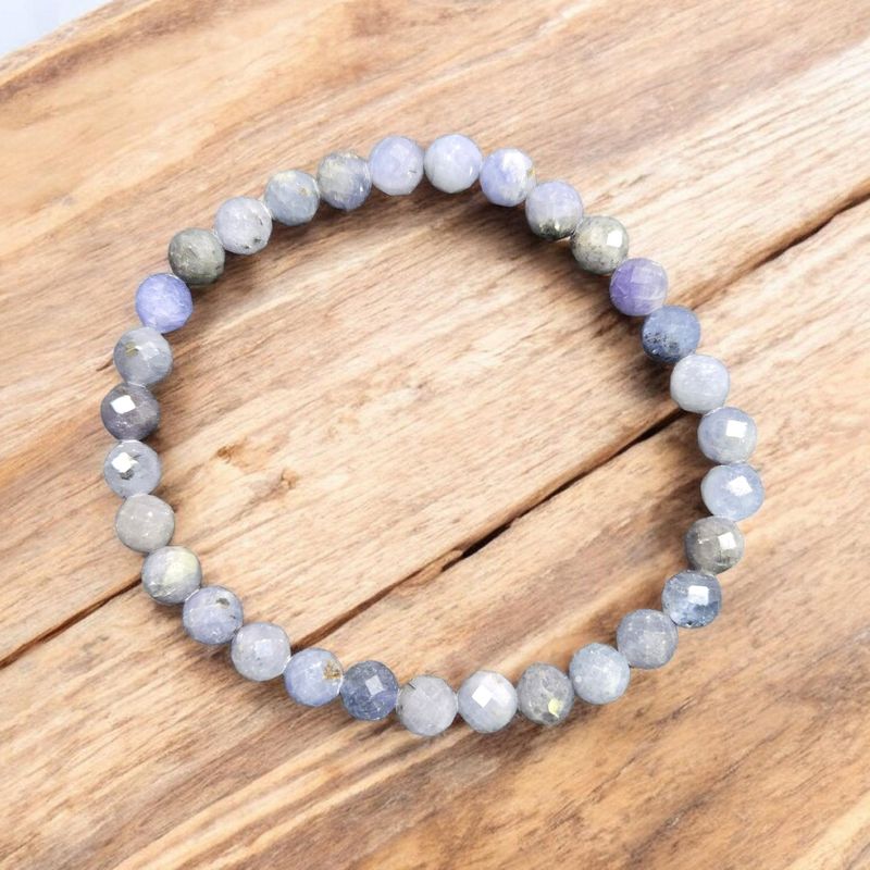 faceted tanzanite bracelet 6mm blue violet gemstone stretch bracelet Arkadys Metaphysical Gifts Amarillo Texas