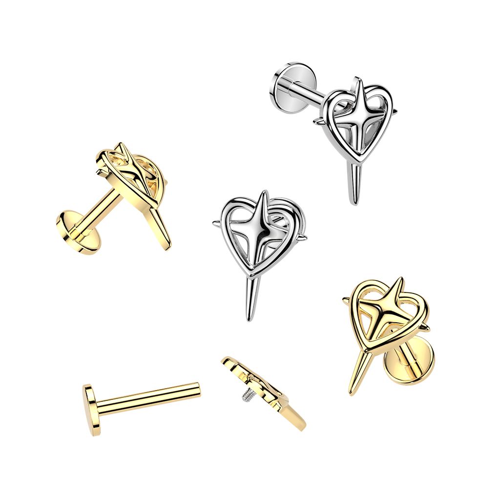 Cross heart internally threaded labret stud 16G surgical steel – Arkady’s Metaphysical Gifts Amarillo