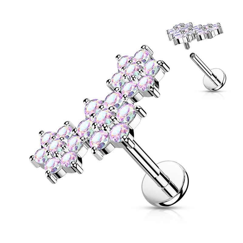Triple AB CZ flower cartilage stud 16G internally threaded – Arkady’s Metaphysical Gifts Amarillo
