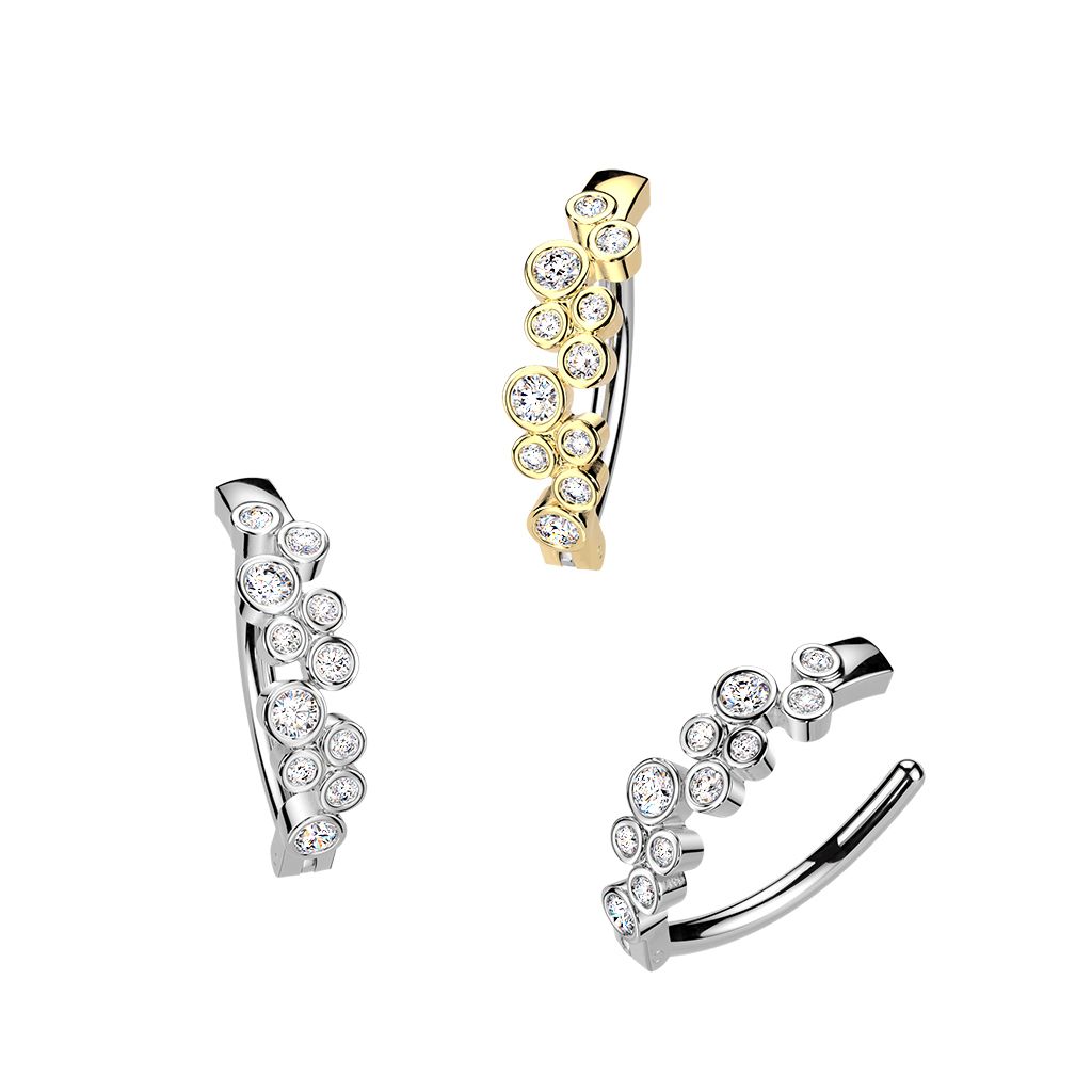 CZ bubbles hinge navel ring 14G surgical steel belly piercing jewelry – Arkady’s Metaphysical Gifts Amarillo