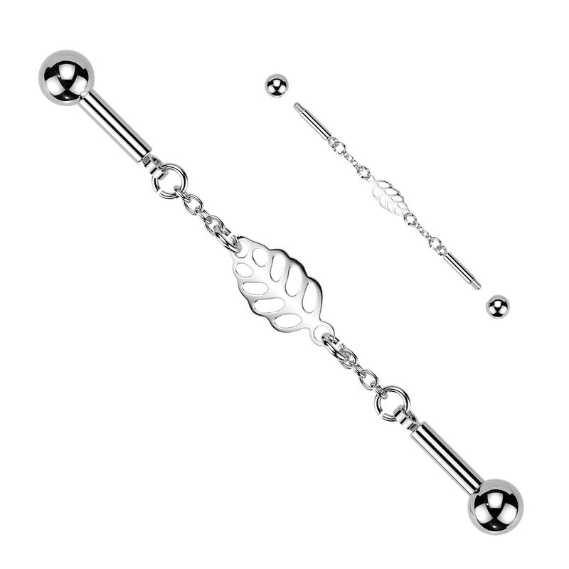 Classic leaf chain industrial barbell 14G surgical steel body jewelry – Arkady’s Metaphysical Gifts Amarillo