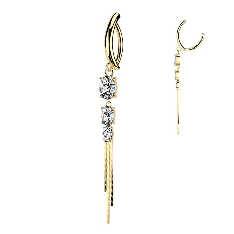Gold CZ fancy hinge navel ring 14G surgical steel belly piercing jewelry – Arkady’s Metaphysical Gifts Amarillo