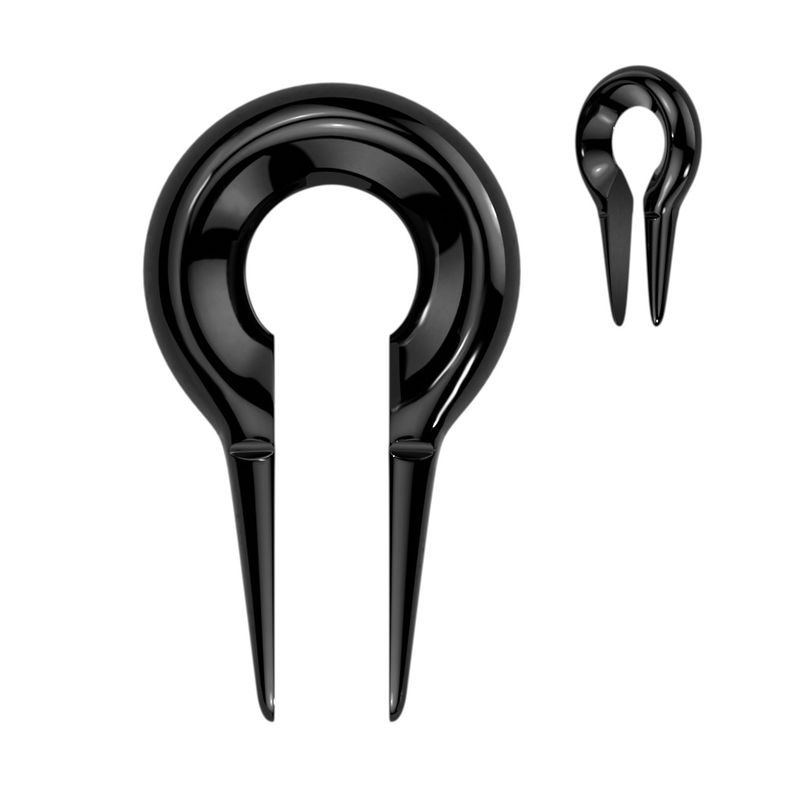 Black keyhole ear weight hanger taper pair 316L surgical steel stretched ears Arkadys Metaphysical Gifts Amarillo, Tx.