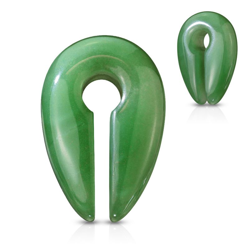 Green aventurine ear hangers pair natural stone ear weights stretched ears Arkadys Metaphysical Gifts Amarillo TX