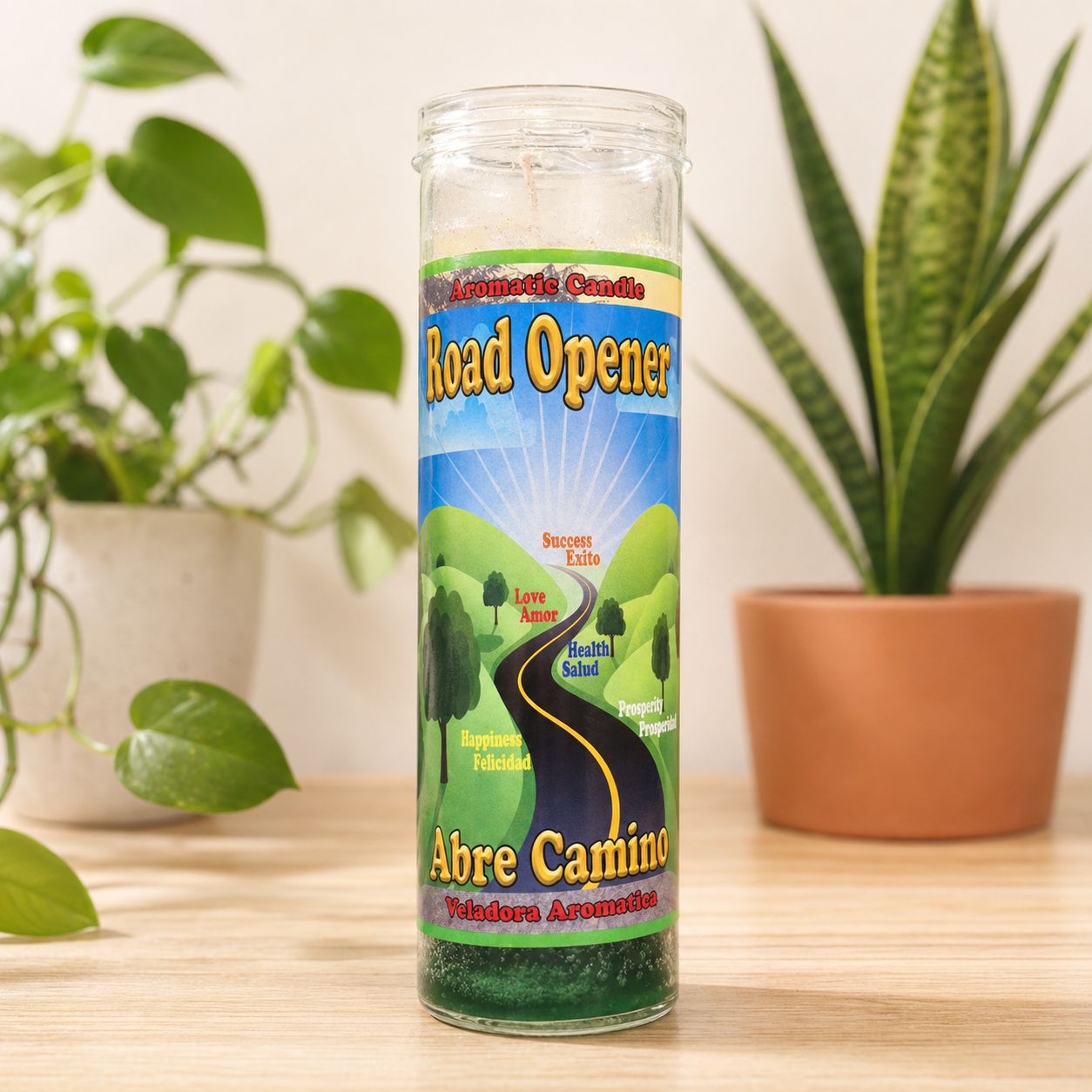 Road Opener Abre Camino ritual candle glass jar Arkadys Metaphysical Gifts Amarillo
