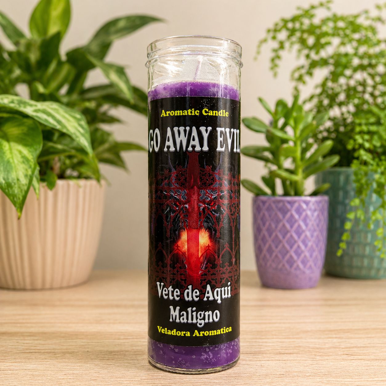 Go Away Evil protection candle in glass jar for spiritual cleansing Arkadys Metaphysical Gifts Amarillo