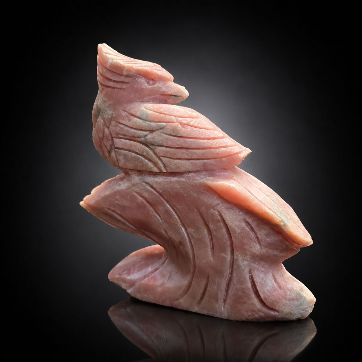 Unique Pink Opal Bird Carving