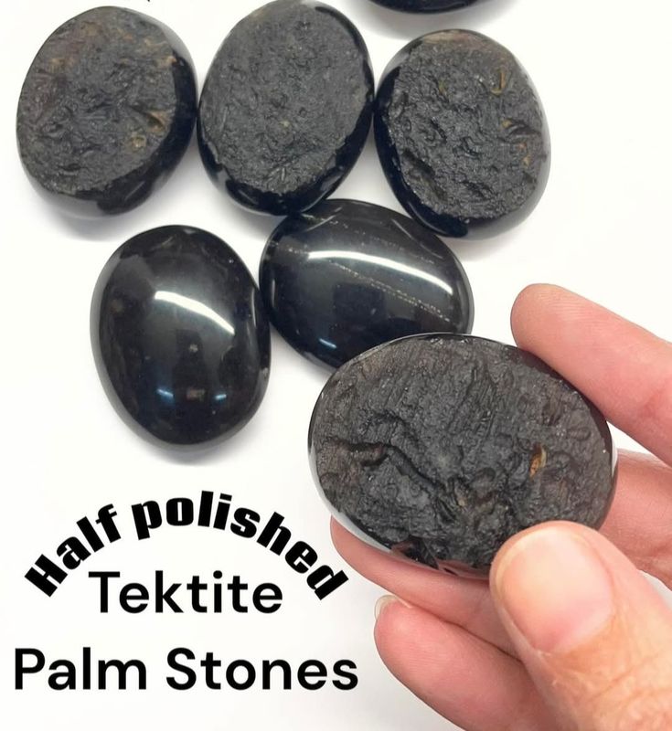 TEKTITE PALM STONE, HALF POLISHED