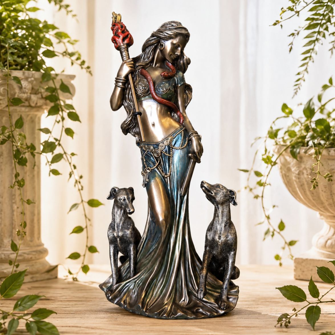 HECATE GREEK GODDESS OF MAGIC BRONZED 9&1/4" HECATE GREEK GODDESS OF MAGIC BRONZED 9&1/4"