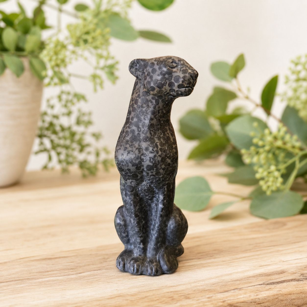 OOLITIC JASPER LEOPARD CARVING