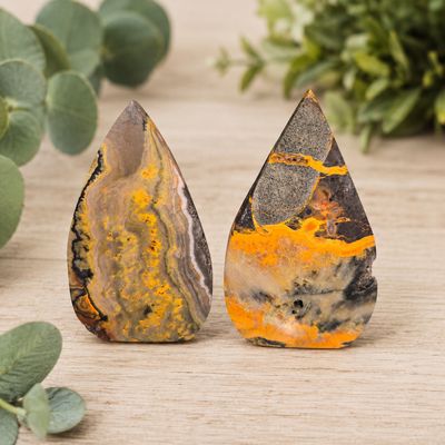 Medium polished Bumblebee Jasper arrow shapes with yellow, gray, cream and black natural patterns.