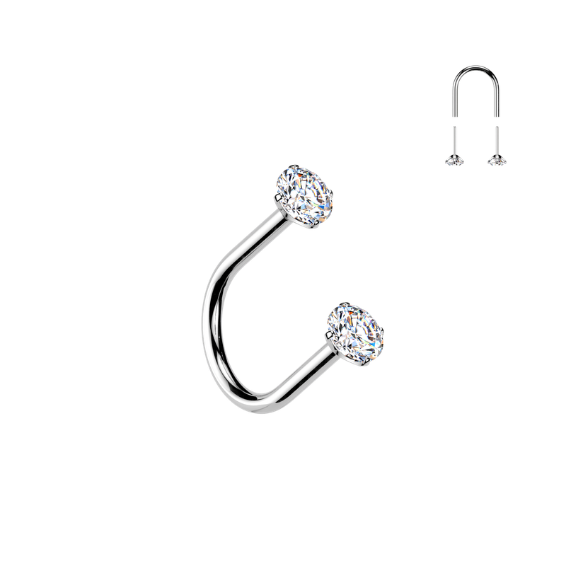 18G implant grade titanium U-nose loop with clear CZ ends.