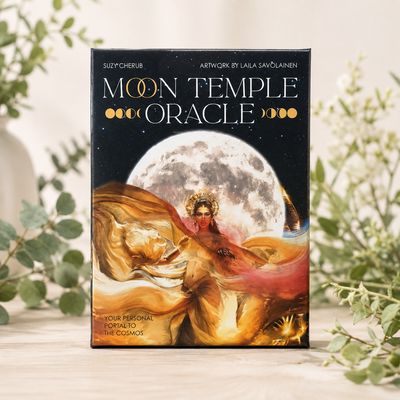 Moon Temple Oracle by Suzy Cherub with full moon and celestial goddess artwork