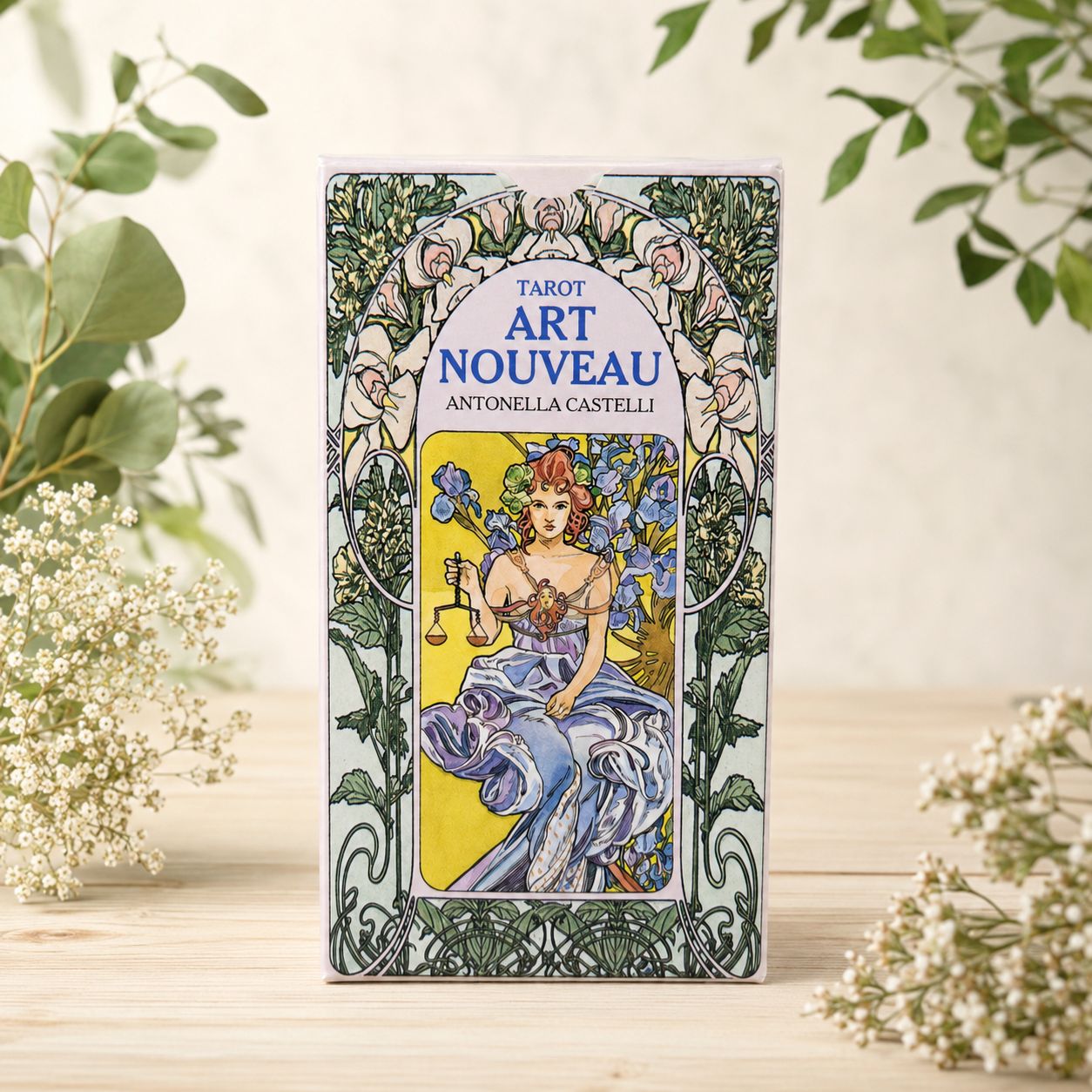 Tarot Art Nouveau deck by Antonella Castelli with floral Art Nouveau artwork