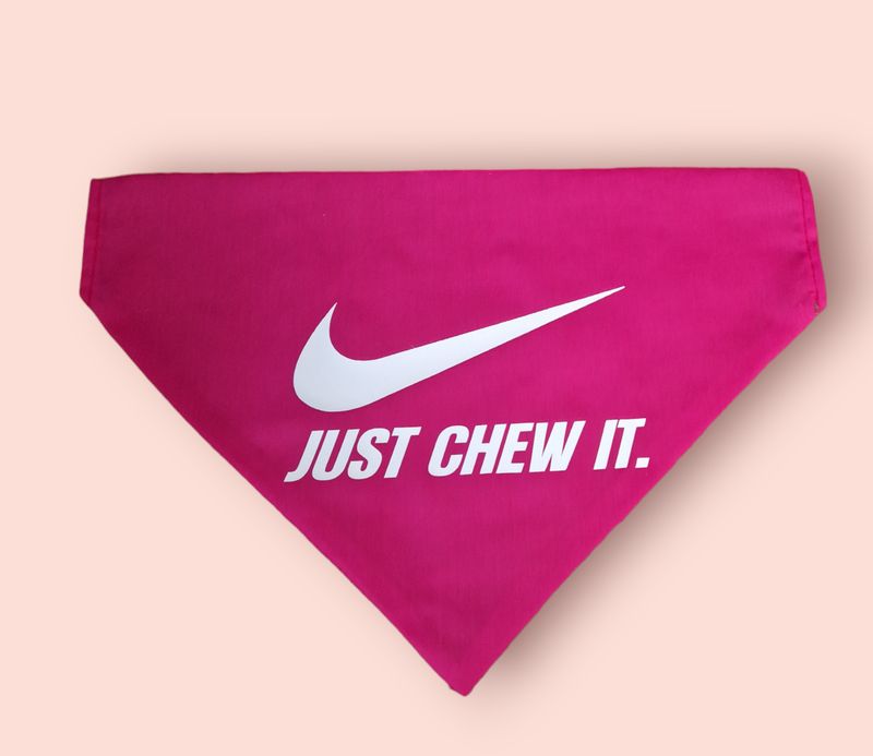 Just chew it bandana, slide on collar. 