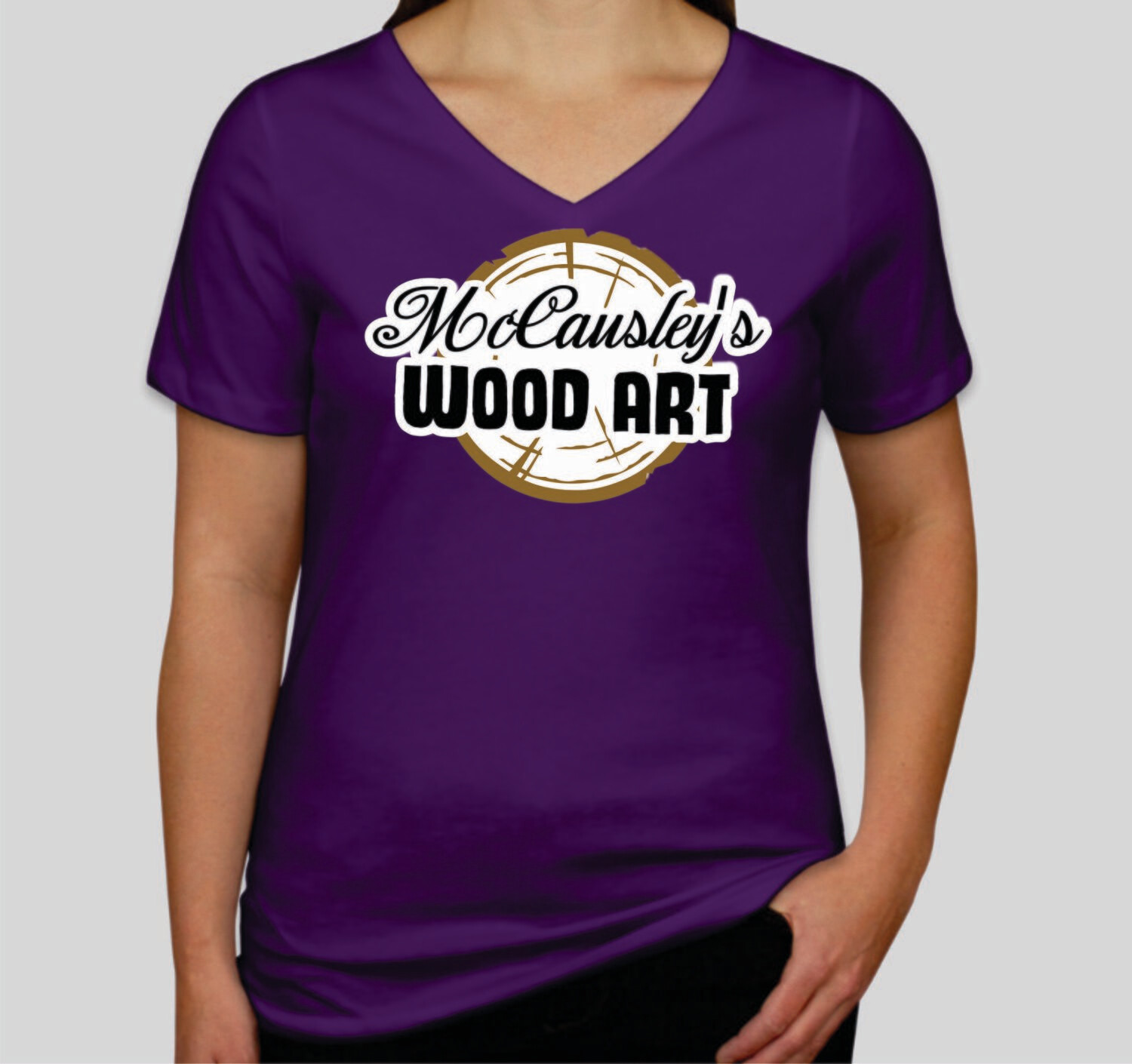 McCausley Wood Art V-Neck  Ladies T-Shirt