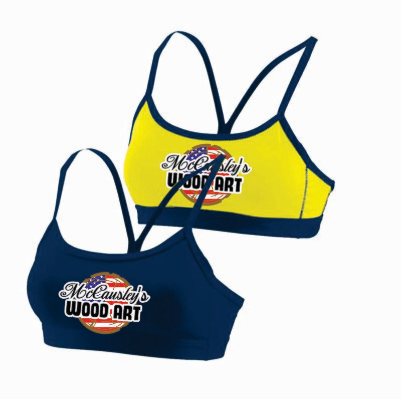 McCausley Wood Art Reversible Encore Sports Bra Flag Logo
