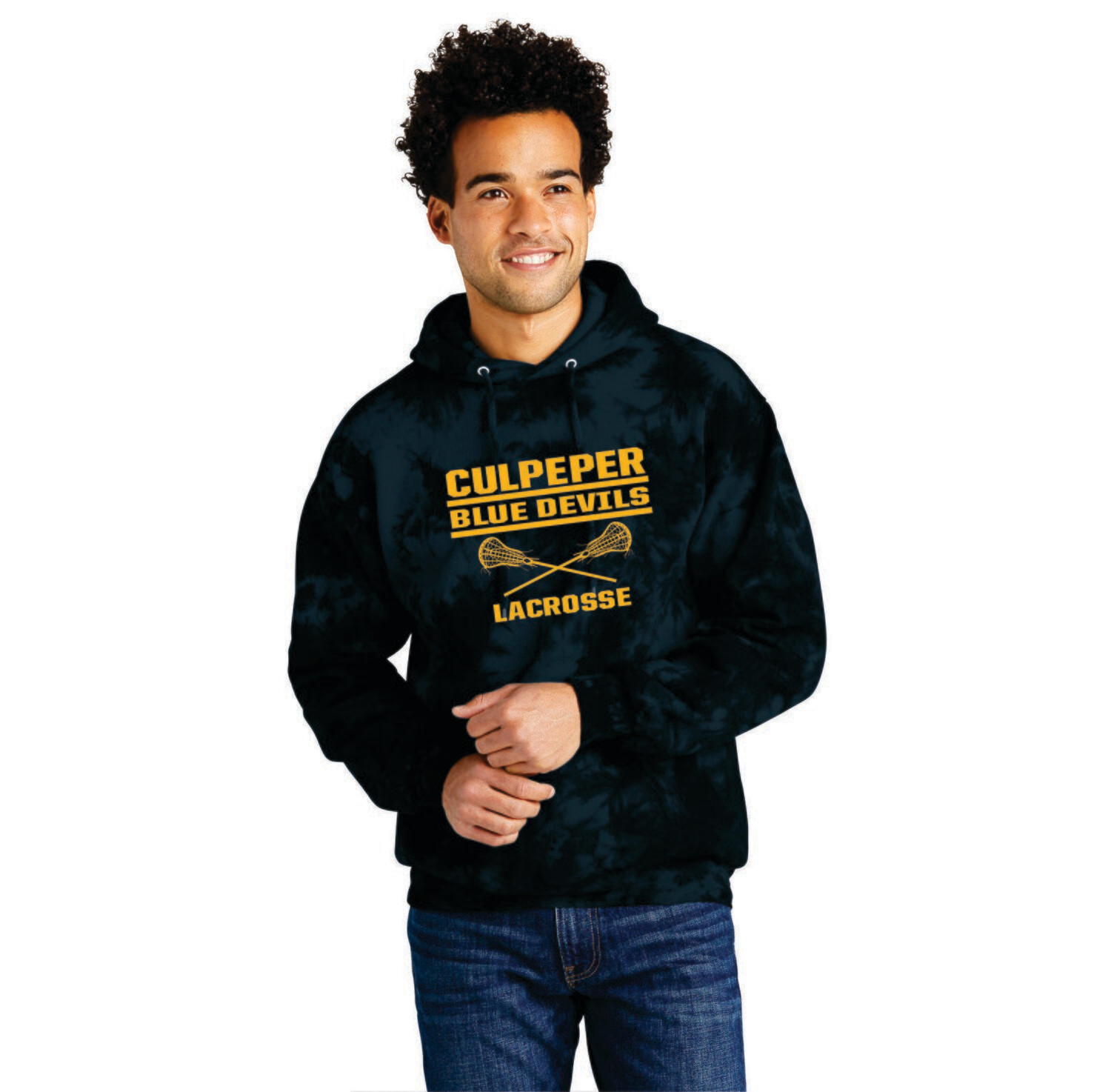15-Culpeper Lacrosse Crossed Sticks CRYSTAL Dyed Hoodie