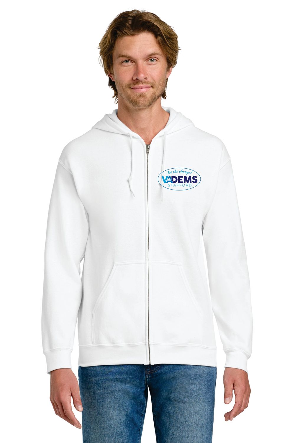 07-Stafford VA Dems Zipper Hooded Sweatshirt - Embroidered