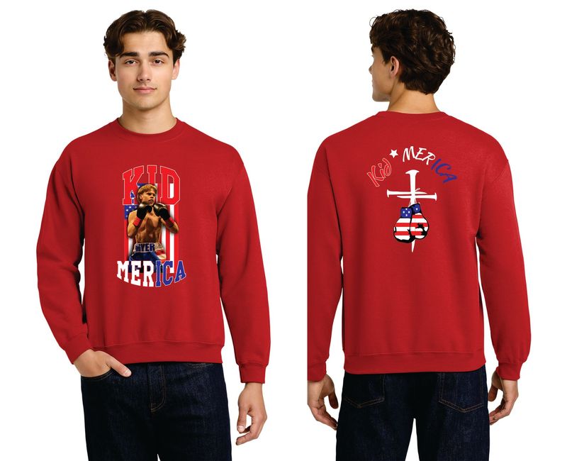06-Kid Merica Flag Crewneck Sweatshirt