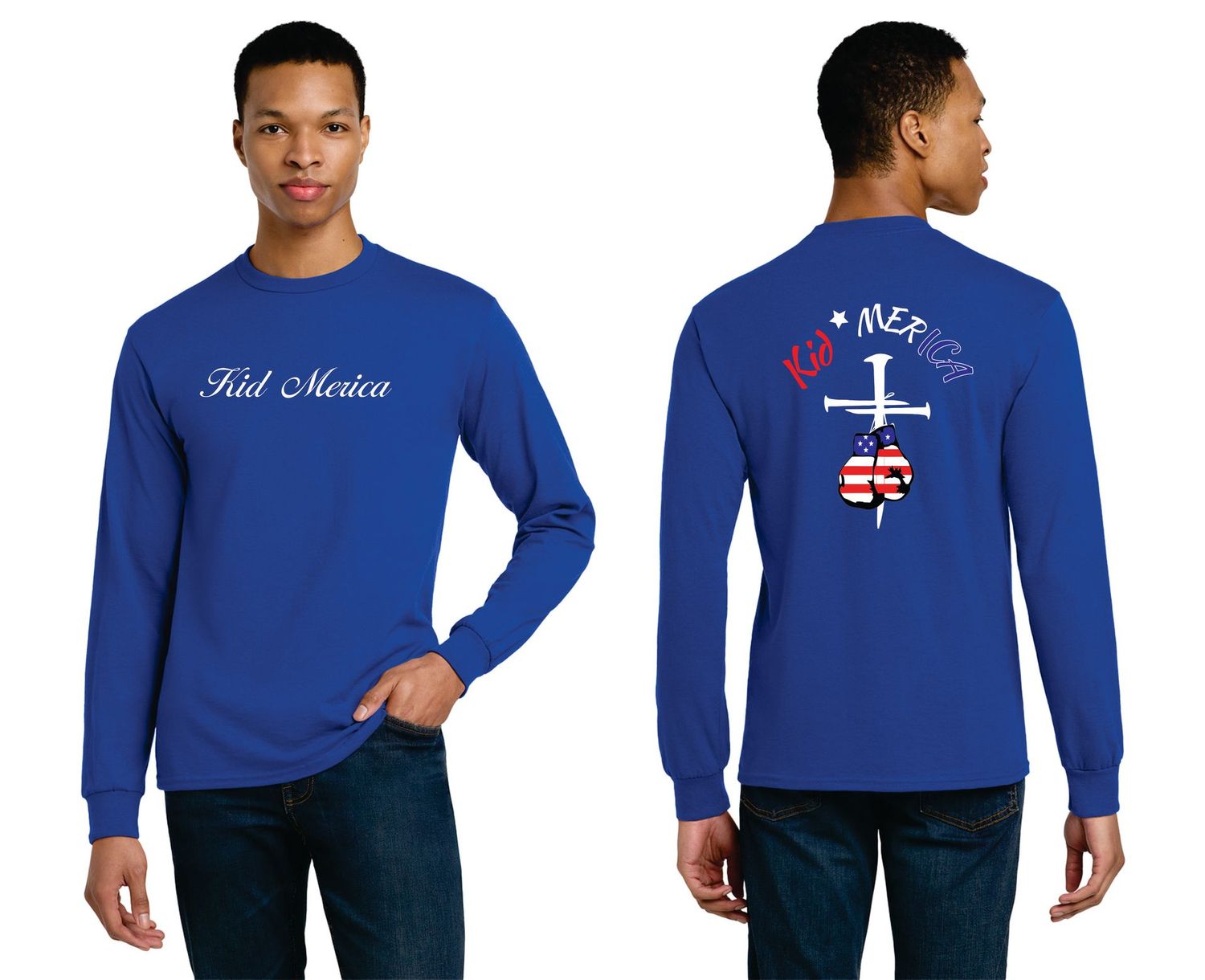 03-Kid Merica Script Long Sleeve T-Shirt